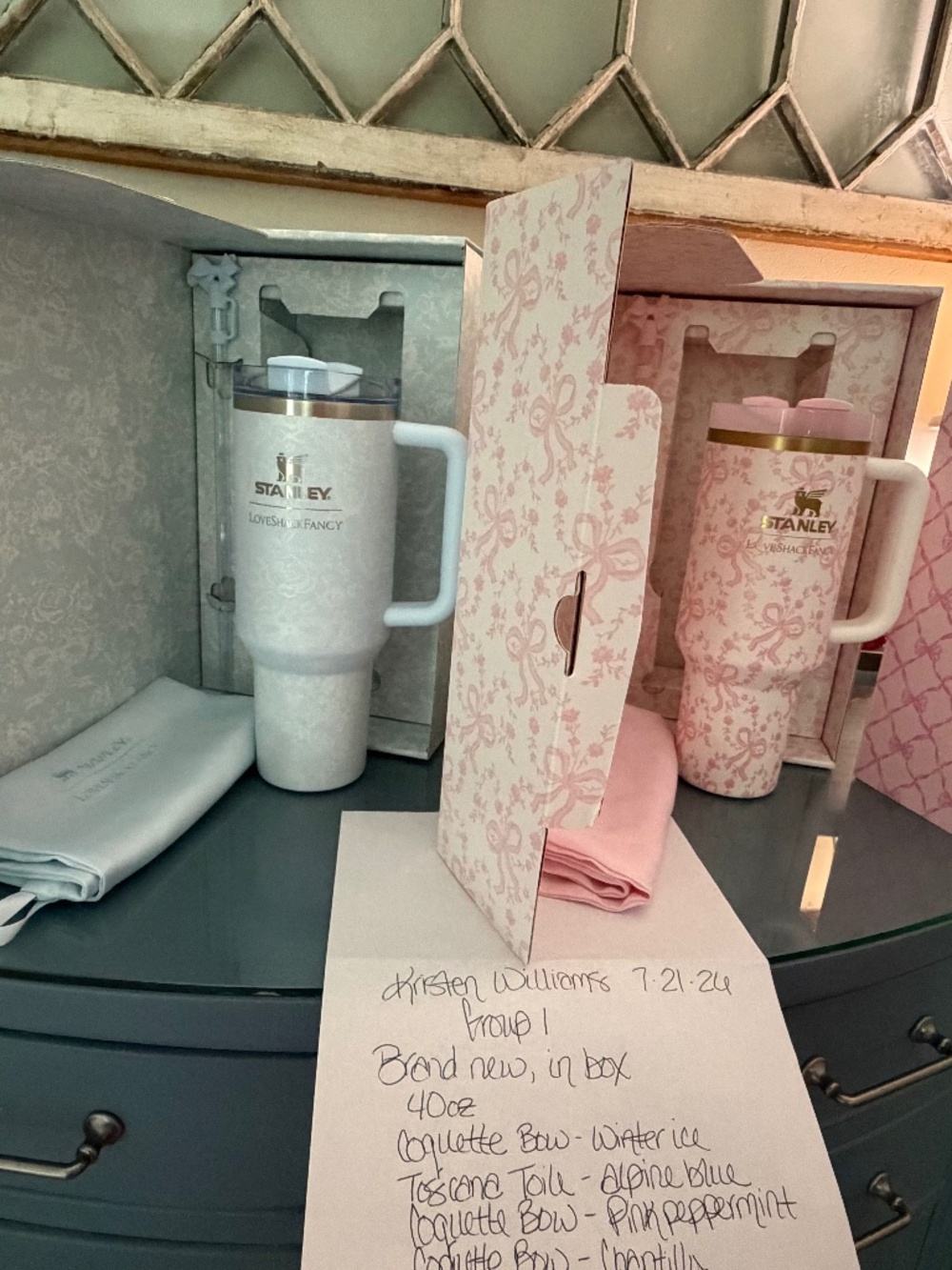 Stanley lot! 9 tumblers, brand new in box. 1 flask, brand new with tag.